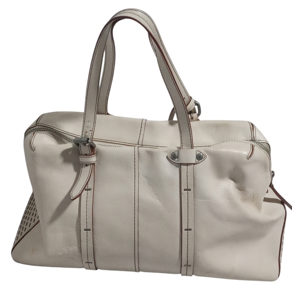 Olivia Harris Zip Closure Gun Metal Detail Satchel Handbag - Picture 3 of 12